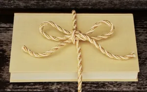 Book gift wrapped with bow
