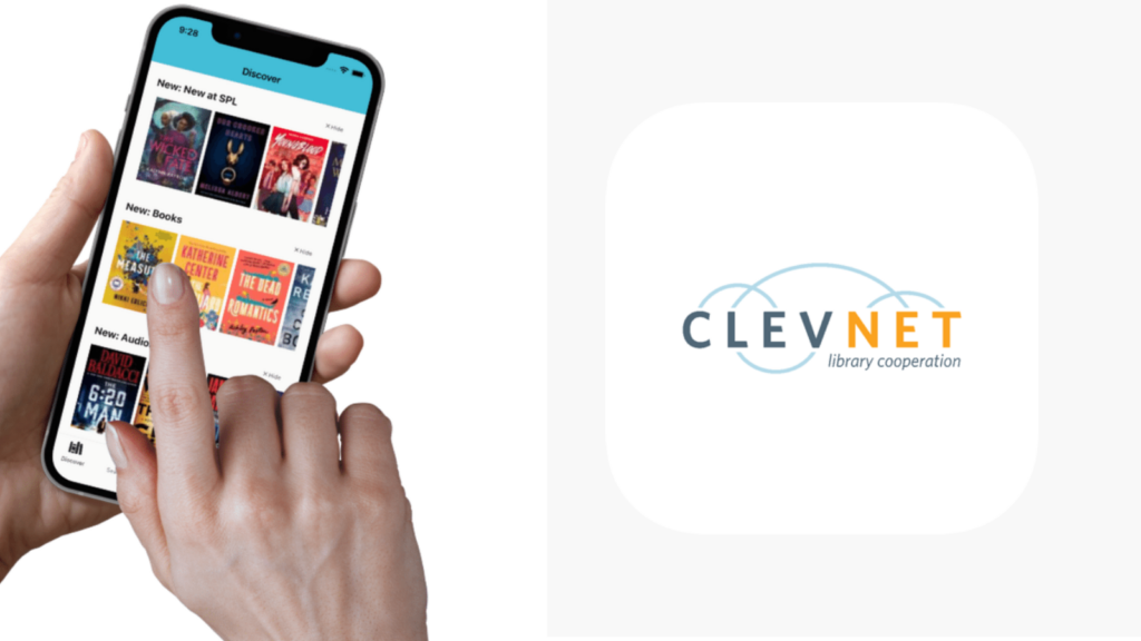 image of Clevnet app on a mobile phone, alongside the Clevnet logo